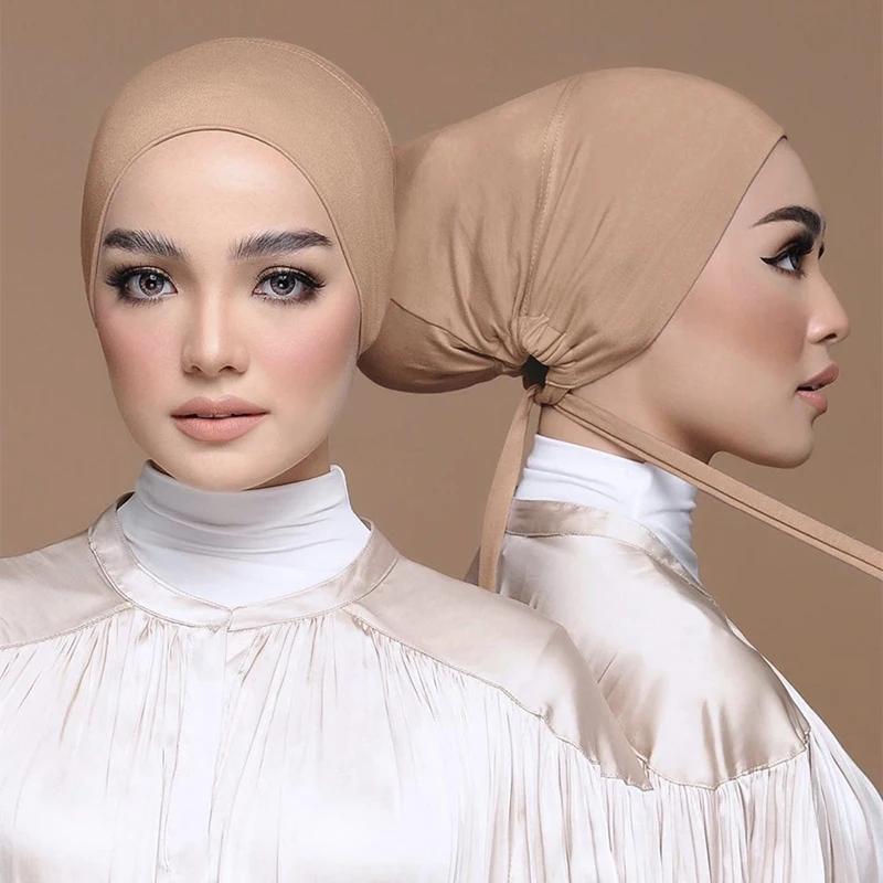 Turban musulman modal doux pour femme, casquettes Hijab intérieures, bonnet sous-écharpe islamique, 