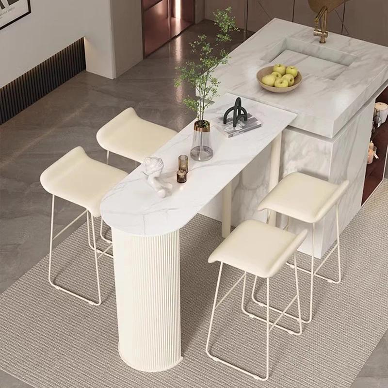 Table De Bar étroite en marbre blanc, minimaliste, Design carré sur pied, Table à manger, Partion Mu