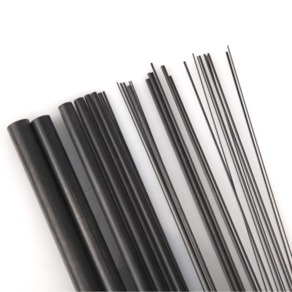 Tiges solides en Fiber de carbone, diamètre 0.5mm ~ 12mm, arbre cylindrique en carbone pour modèles 