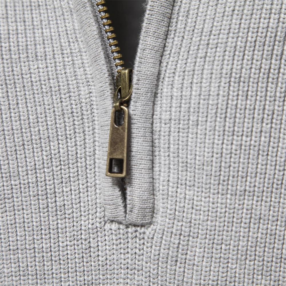 Cardigans en coton avec fermeture éclair pour hommes, pulls sociaux décontractés à la mode, col haut