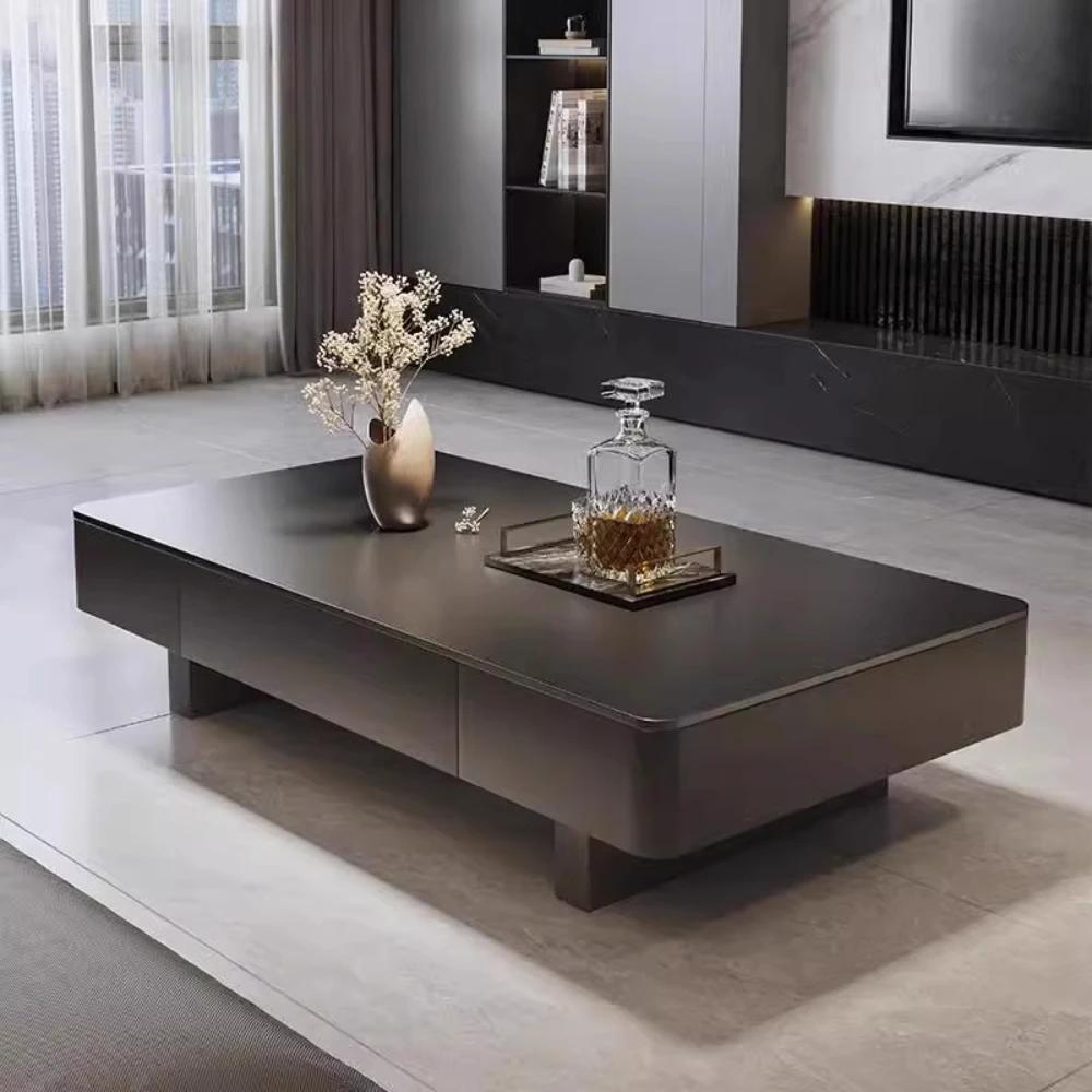 Tables basses De luxe modernes rangement Tables basses en marbre minimaliste nordique rectangulaire 
