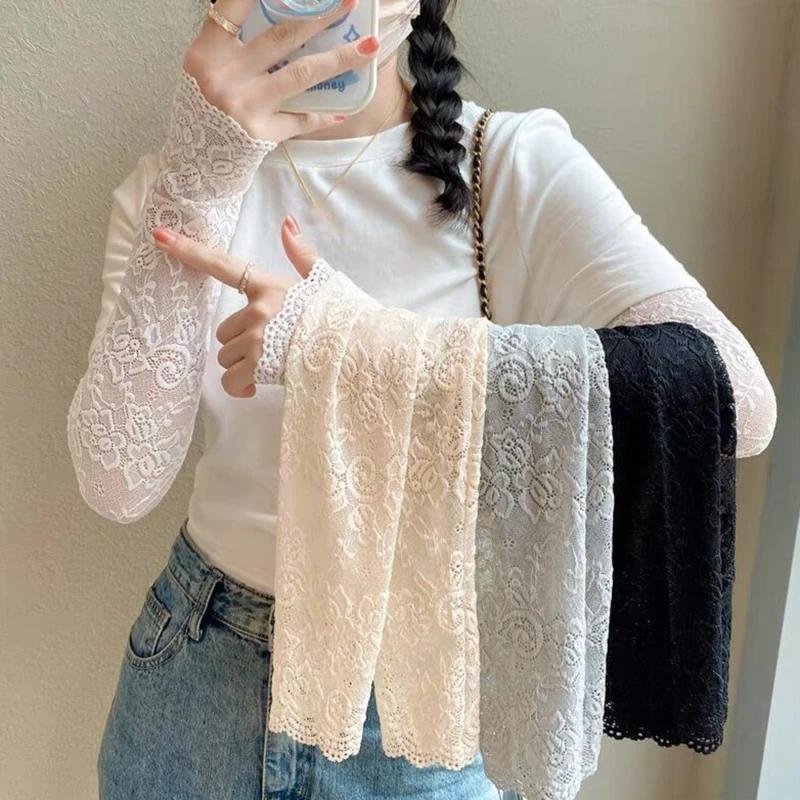 Gants de conduite à manches élastiques pour femmes, mitaines sans doigts, crème solaire, noir, blanc