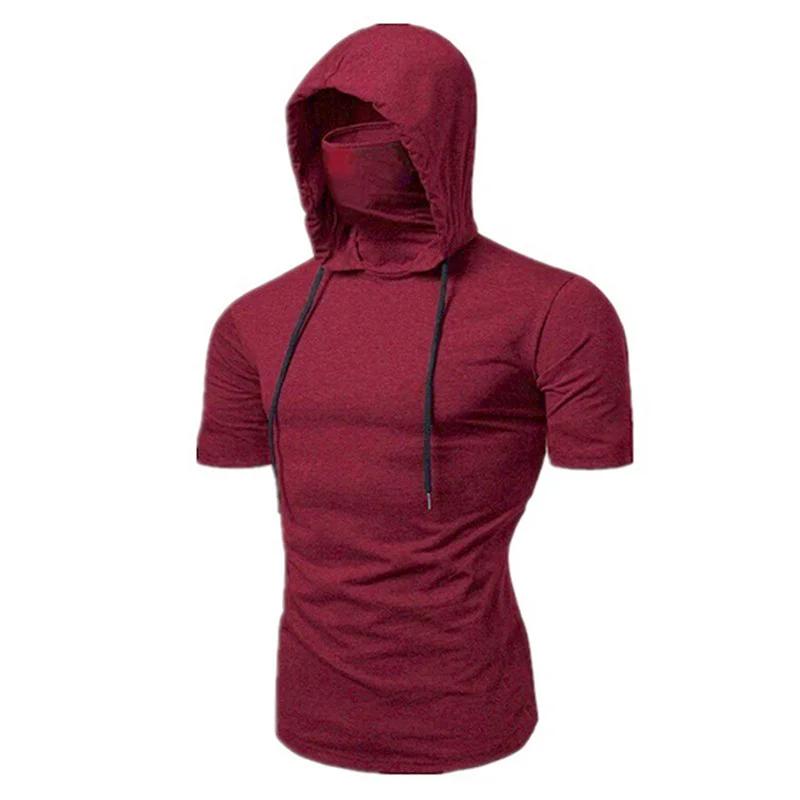 Sweat à capuche fin pour hommes, sweat-shirt à manches courtes avec masque, épissure décontractée, g