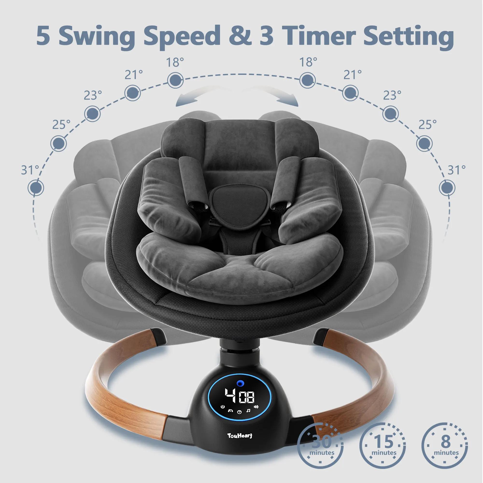 Balançoire électrique pour bébé TouHeart, transat pour nourrisson avec Bluetooth et télécommande, 5 