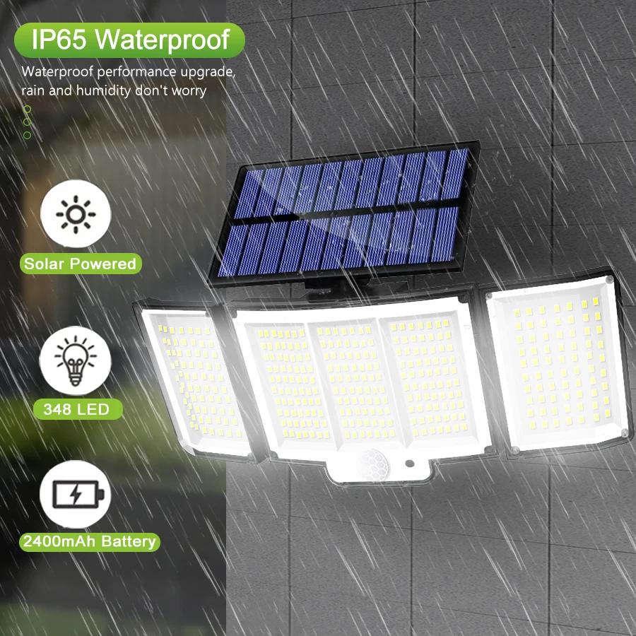 Lumière solaire extérieure 328/348 LED, capteur de mouvement Super lumineux intégré, forte puissance
