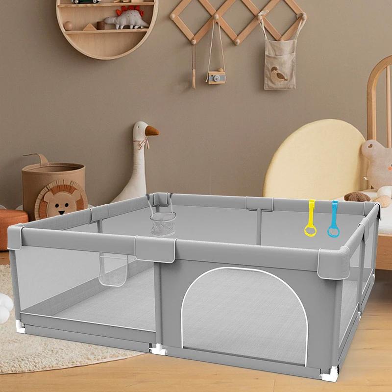 IMBABY Aire de jeux pour bébé 120x160 cm Parc pour bébé Boîte de clôture pour enfants grise avec par