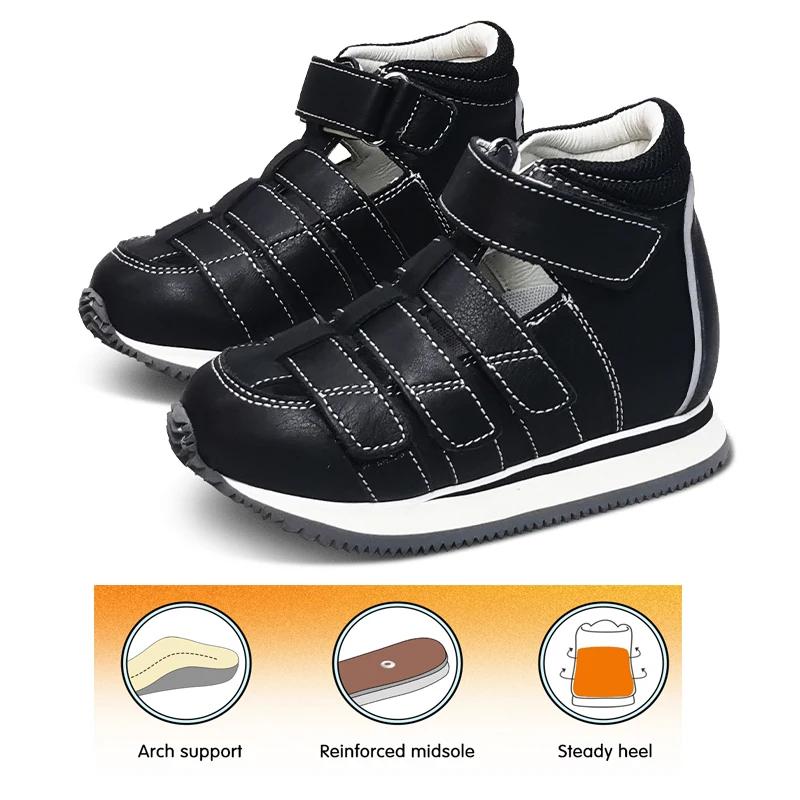 Ortoluckland enfants chaussures garçons été orthopédique en cuir véritable soutien de la voûte plant