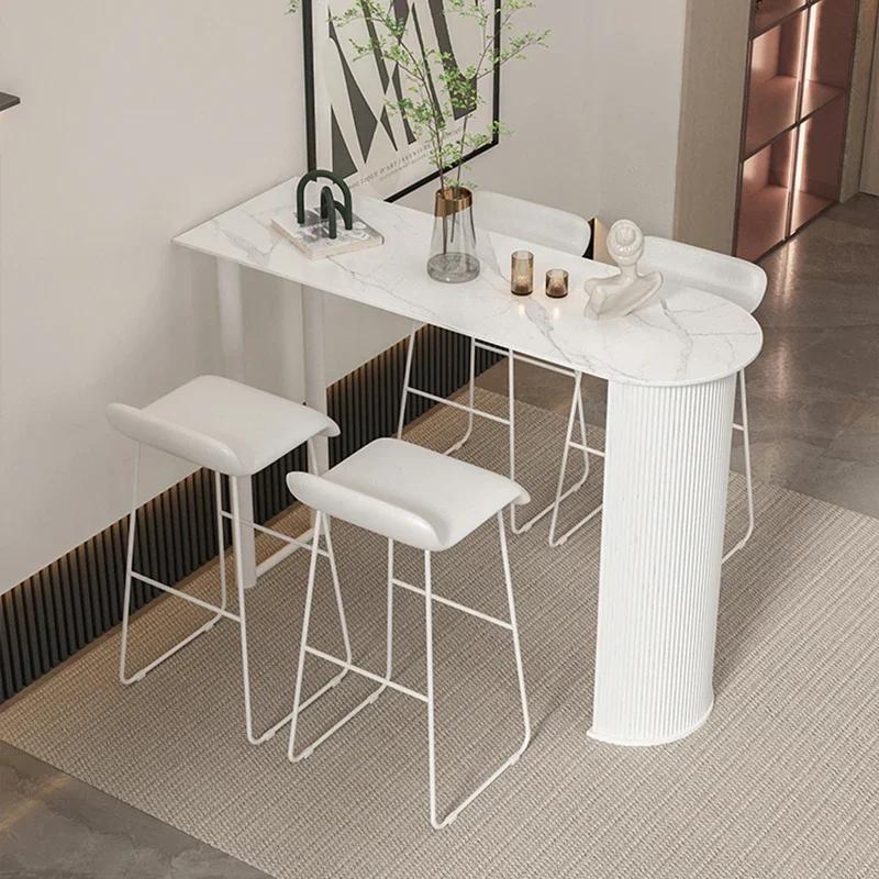 Table De Bar étroite en marbre blanc, minimaliste, Design carré sur pied, Table à manger, Partion Mu