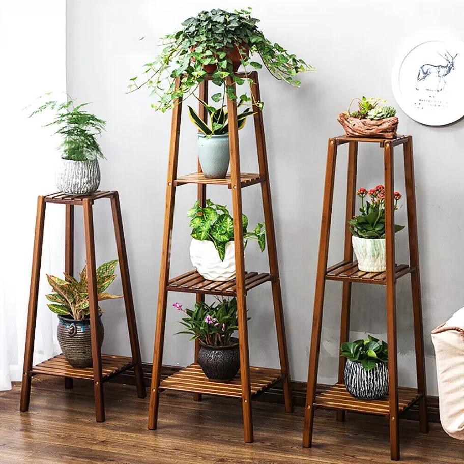 Support de Pot de plantes en bambou à plusieurs niveaux, grand présentoir de plantes, support de fle