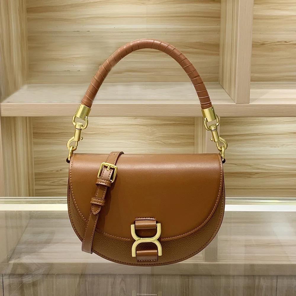 Sac à main en cuir élégant et simple pour femme, sac de créateur parisien haut de gamme populaire, s