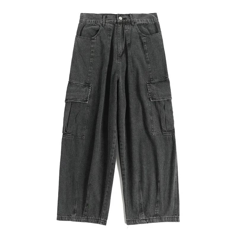 Jean Baggy surdimensionné pour hommes, pantalon Cargo coréen noir large, Streetwear Hip Hop Harajuku