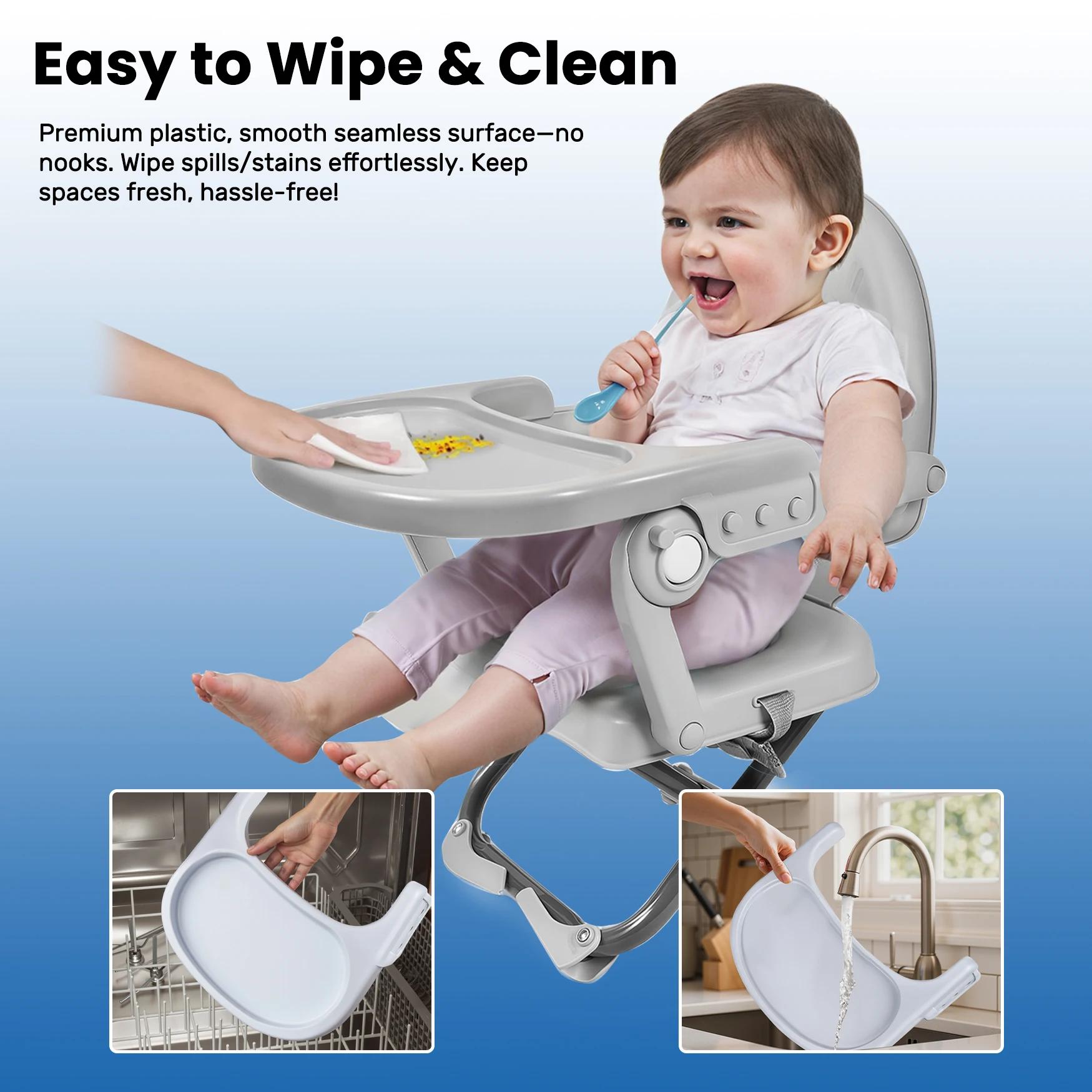 Chaise haute portable pour bébés et tout-petits, siège rehausseur pliable pour chaise de repas, de 6