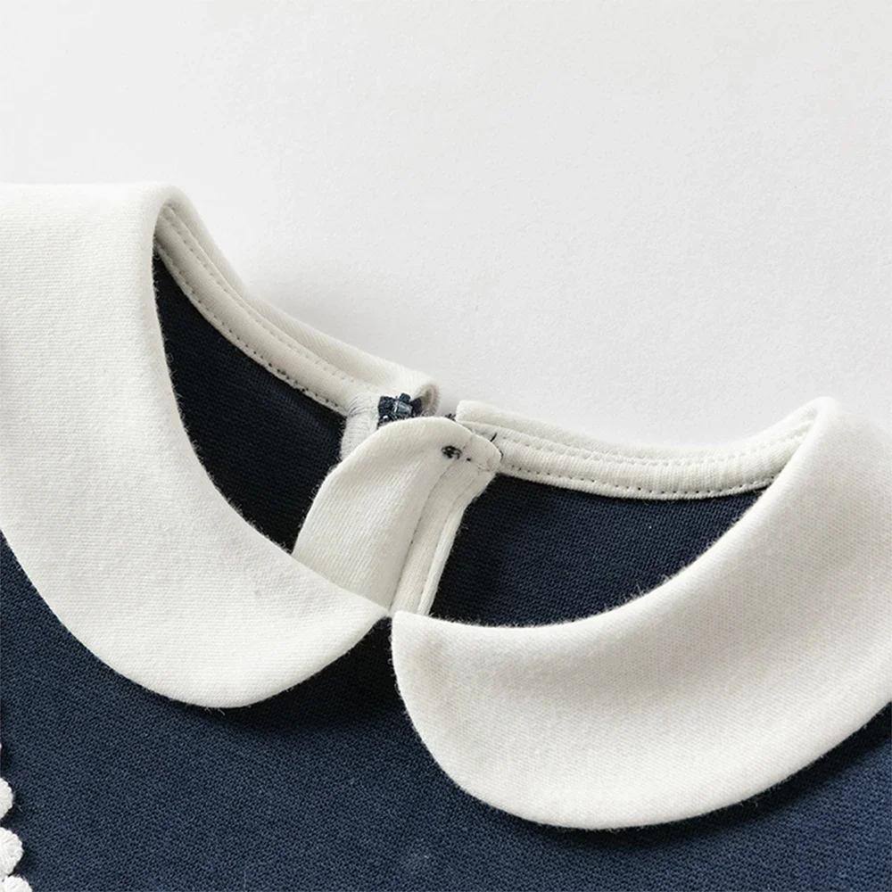 Dave Bella robe pour enfants automne doux doux mignon lapin fille faux deux pièces robe fête vêtemen