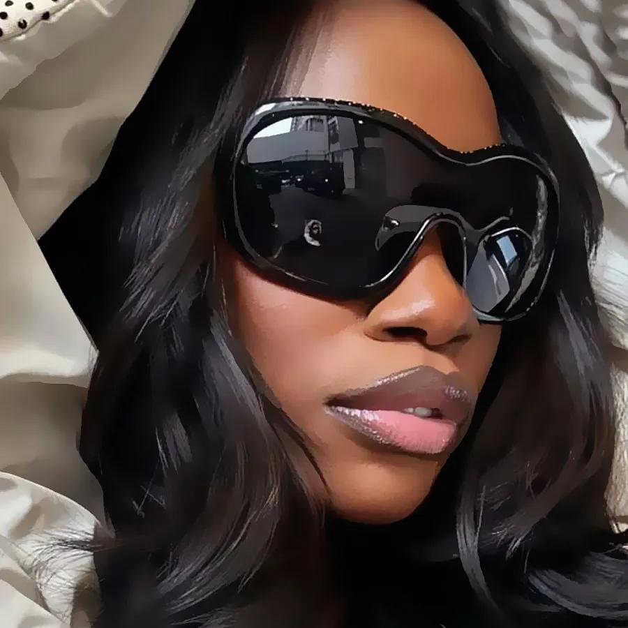 Lunettes de soleil surdimensionnées Y2K pour femmes et hommes, une pièce, vintage, bouclier carré dé
