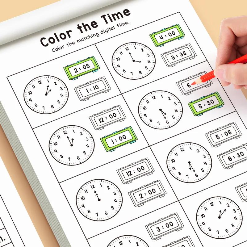Cahier d'exercices pour enfants sur les concepts de temps d'apprentissage, adapté aux activités de l