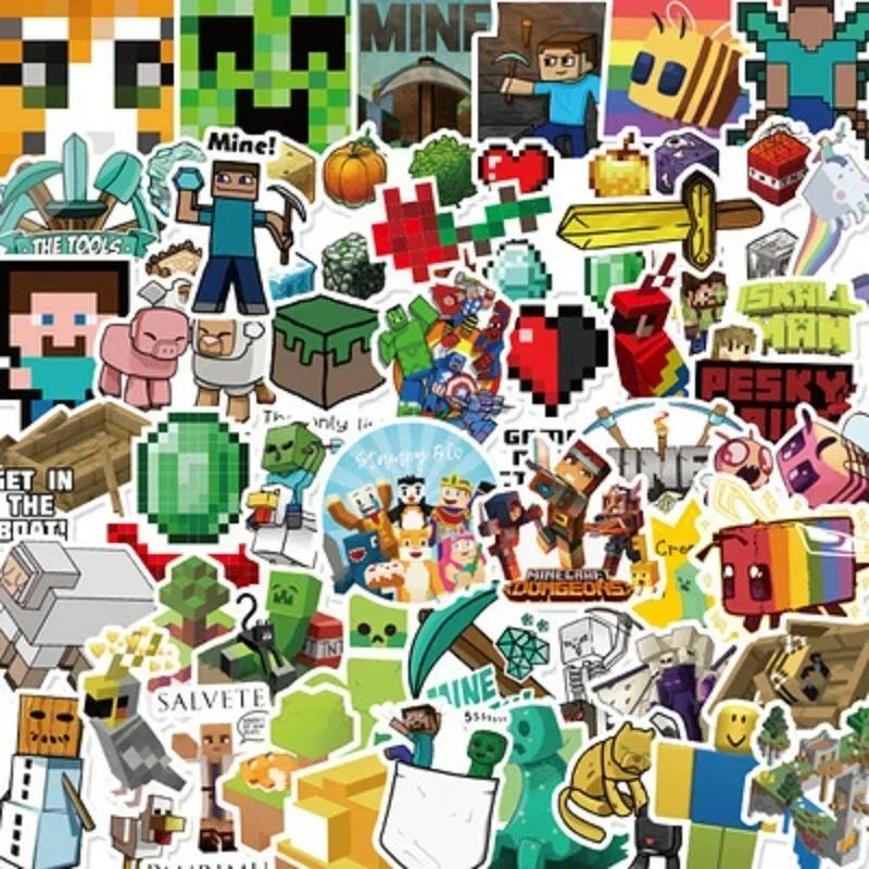 50pcs Minecrafte autocollants Creeper épée Steve Miner Enderman téléphone portable valise dessin ani