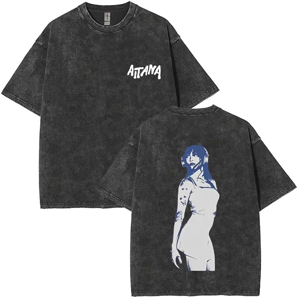 Lavé Vintage chanteur Aitana graphique T-shirt CUARTO bleu impression T-shirts hommes femmes mode Po