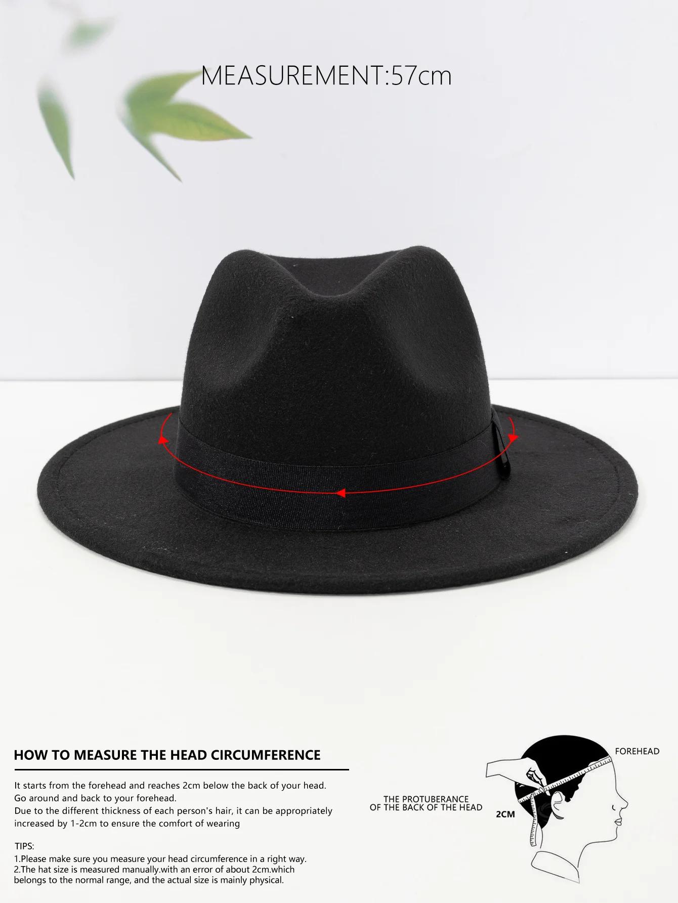 Nouveaux chapeaux à grands bords pour hommes et femmes, chapeaux de jazz en laine à la mode, chapeau