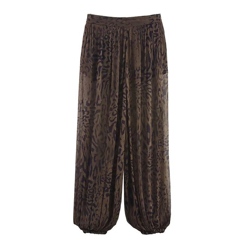 Pantalon Lanterne Chic Décontracté Femme, Imprimé Animal Vintage, Translucide, Tendance Printemps 20