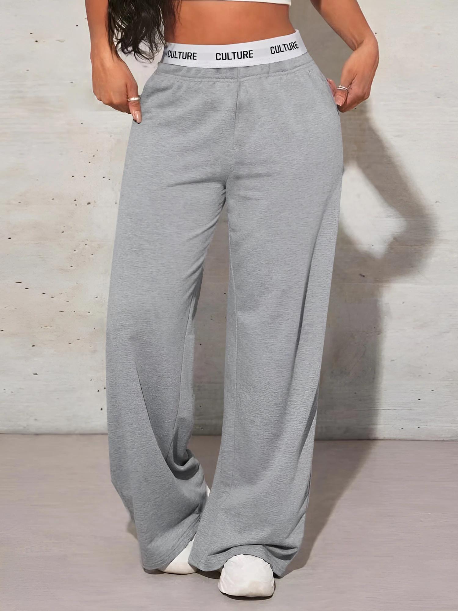 Pantalon de survêtement vintage américain à jambes larges, design de ceinture avec inscription CULTU