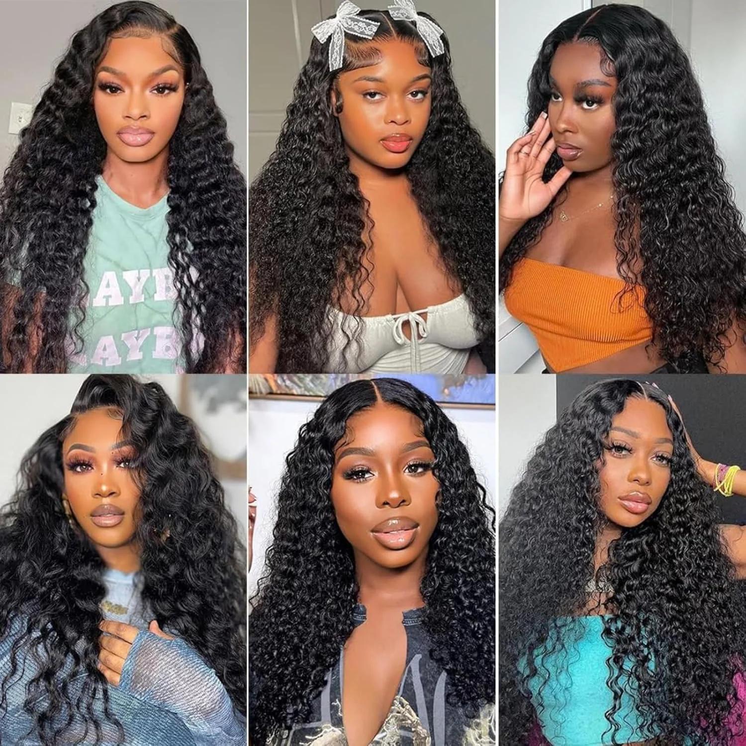 Extensions de Cheveux Humains Brésiliens Remy Longs, Couleur Naturelle, Bundles Profonds, 1/3/4 Pièc