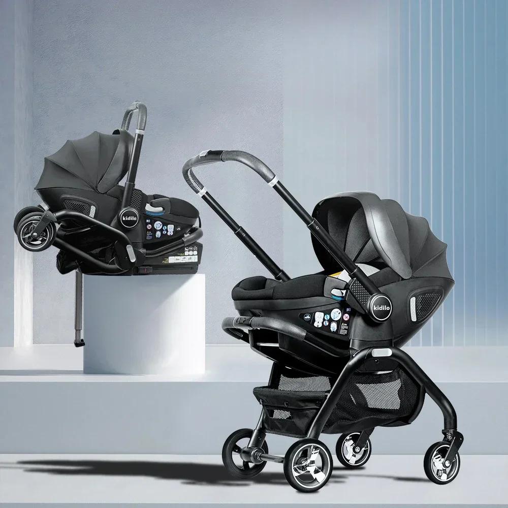 Kidilo-Poussette Portable 3 en 1 pour Bébé, mir de Couchage pour Nouveau-Né, Siège de Voiture Multif