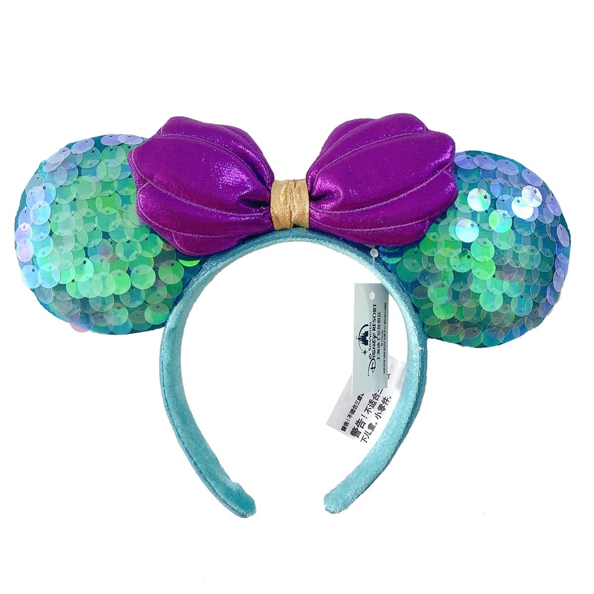 Disney-Bandeau de sauna pour filles, accessoires pour cheveux mignons, dessin animé Minnie, sirène, 
