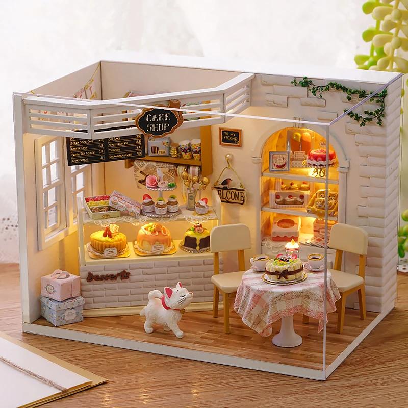 Mini maison de poupée chaton, Puzzle 3D, Kit de construction de maquettes, décoration créative de ch
