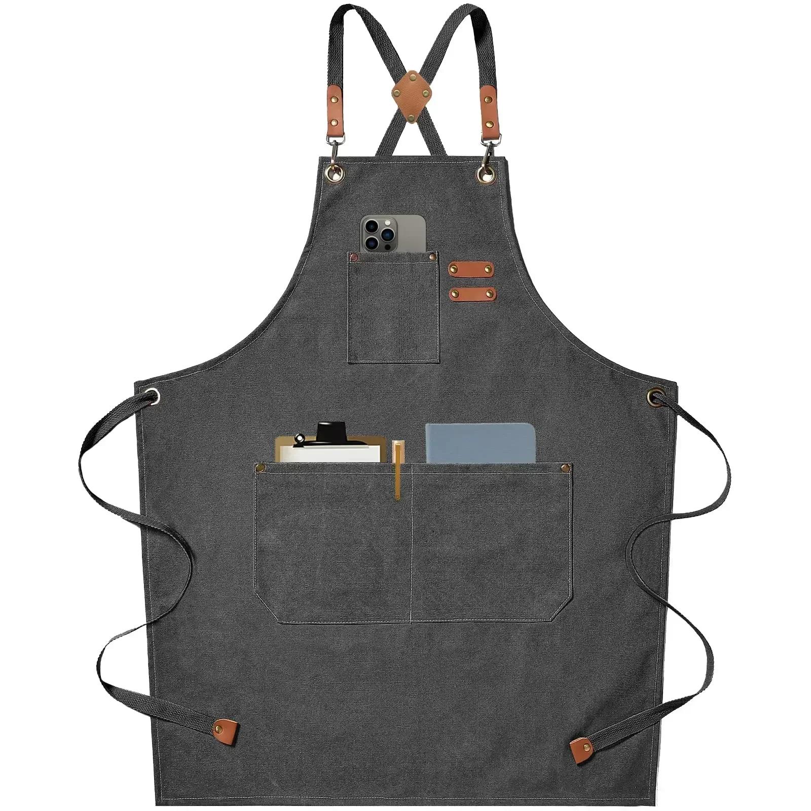Tabliers de cuisine en toile pour femmes et hommes, nouvelle mode, tablier de travail de Chef pour g