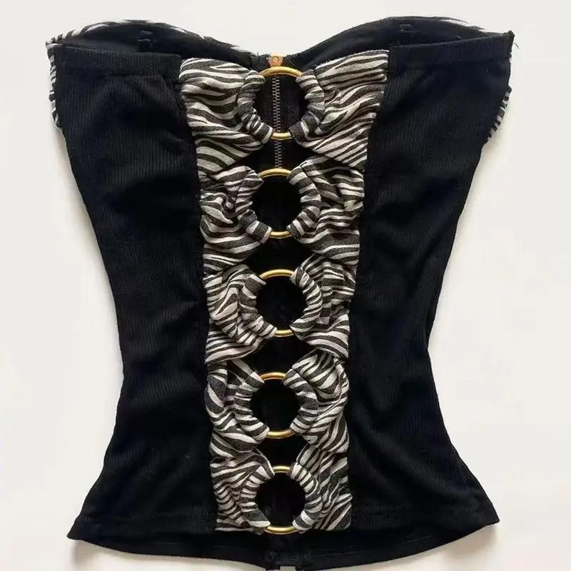 Rétro Hottie Slim bretelles gilets sous-culture américaine léopard couture débardeurs Punk Harajuku 