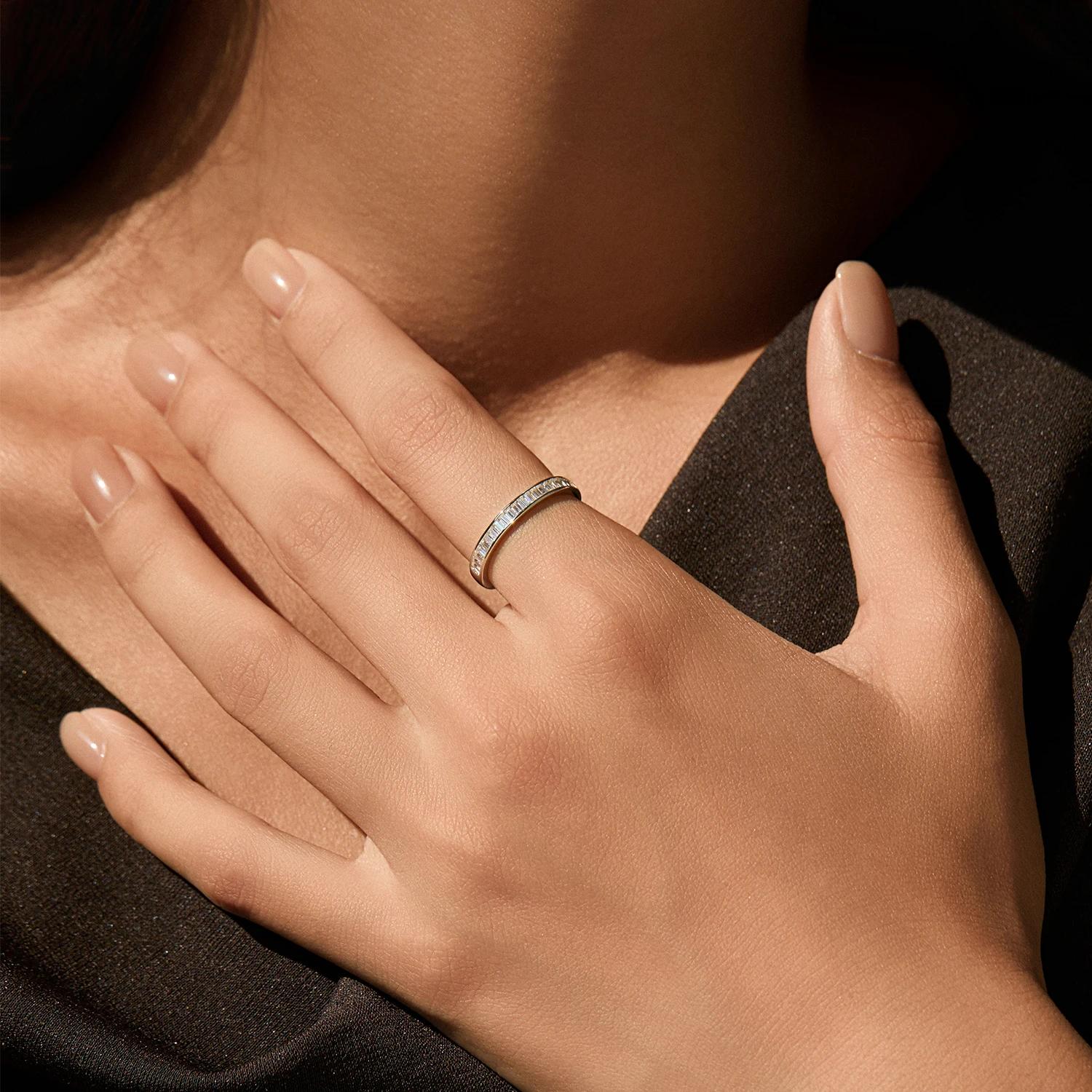 MODIAN – bagues empilables rectangulaires en Moissanite, couleur D éblouissante, en argent Sterling 