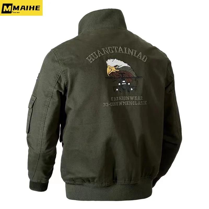 Vestes bombardier rétro pour hommes, automne printemps, vestes Cargo brodées pour pilote d'avion, ma