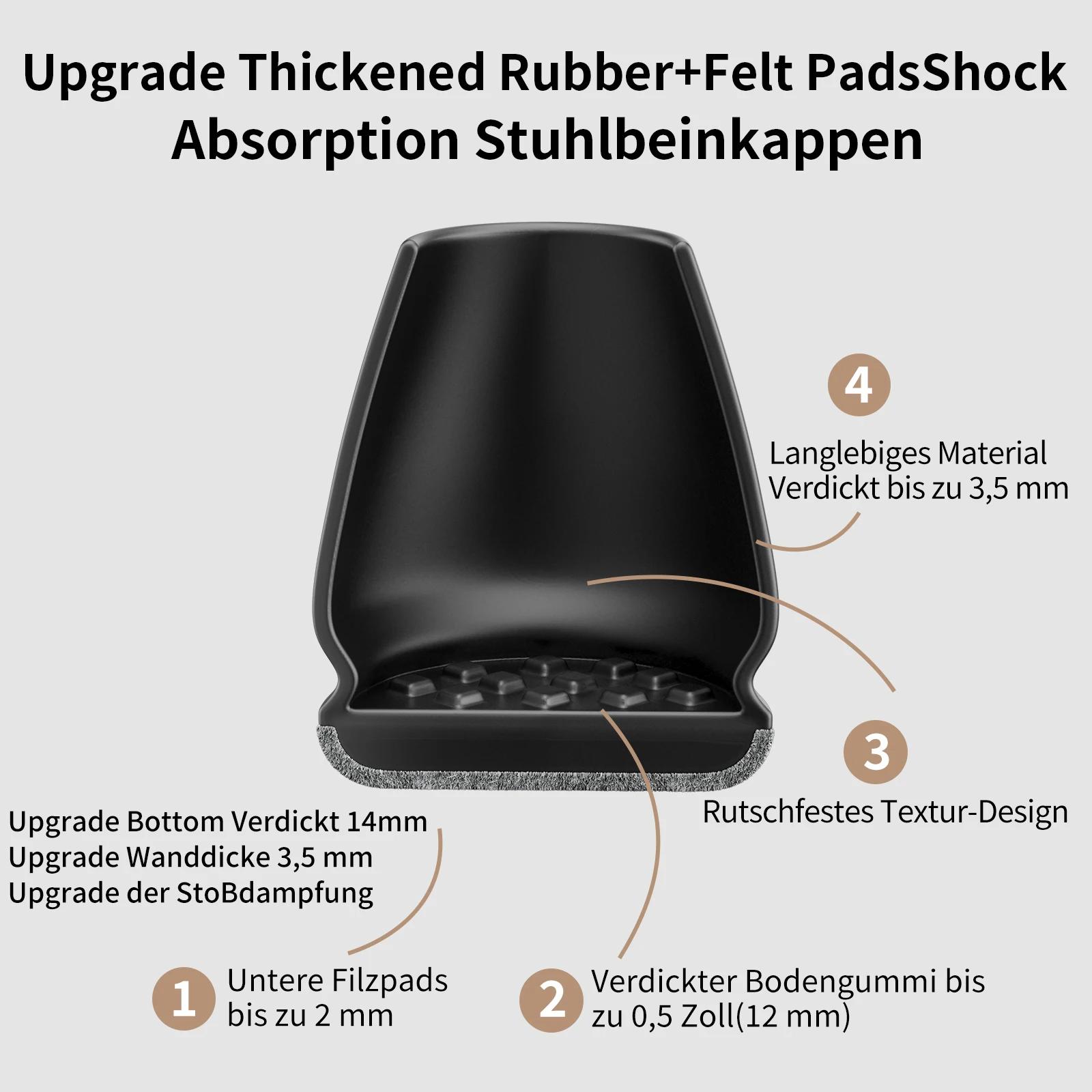 8 protections de pieds de chaise en silicone, diagonales, avec coussinets en feutre épais, en TPE, p