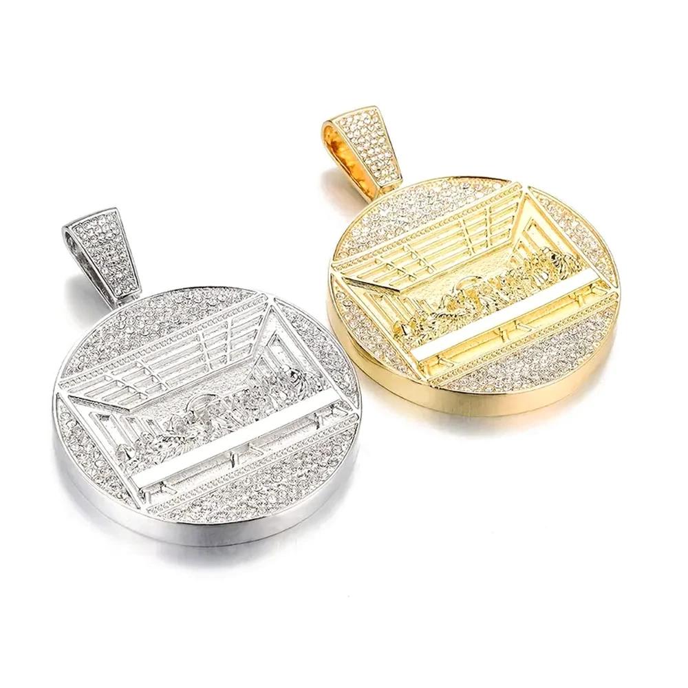Nouveau dernier dîner pendentif chaîne cubaine collier avec 14mm chaîne glacée mode Hip Hop hommes p
