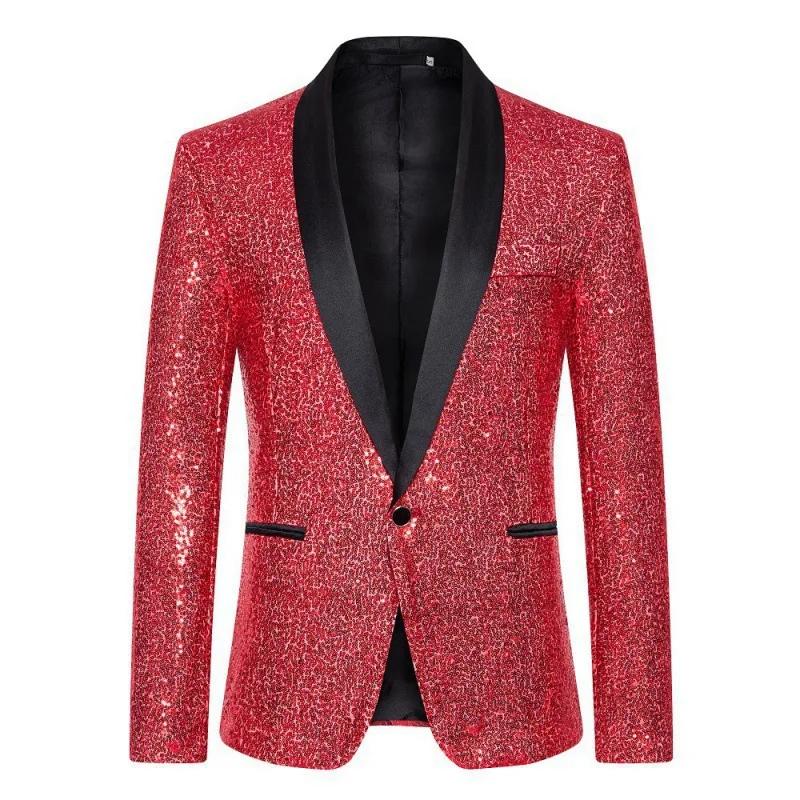 Blazer homme KIDWHXR à col rabattu, couleur contrastante, sequins, veste de costume pour homme, manc