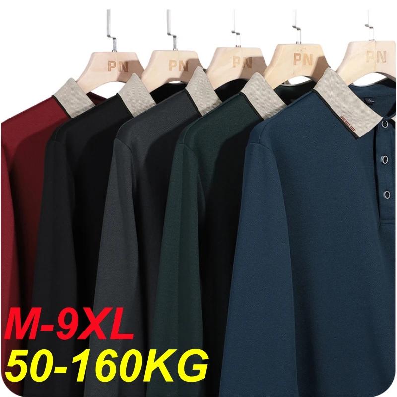 Grande taille 7XL 8XL 9XL automne à manches longues affaires Polo hommes respirant décontracté gymna