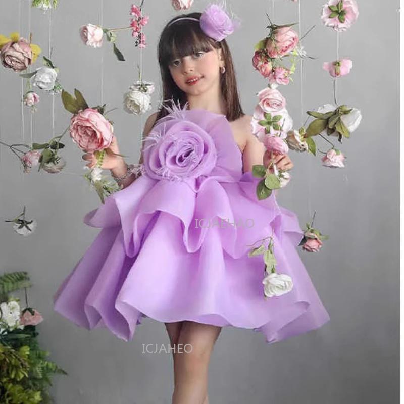 Robe de Soirée Lavande pour Enfants, Robe de Cérémonie pour Filles, Robe de Princesse pour Mariage, 