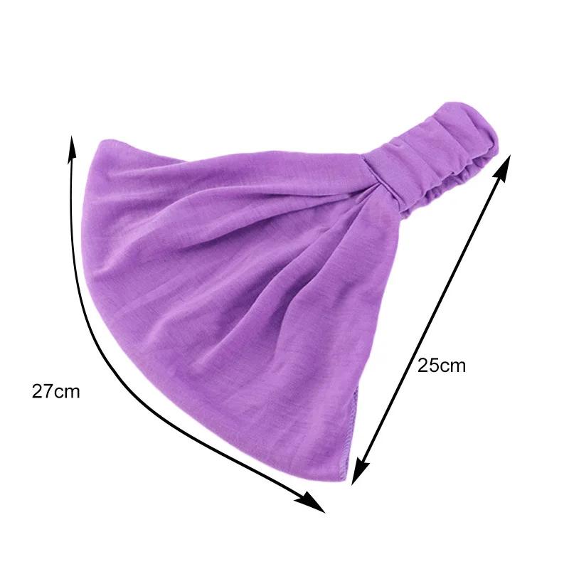 Nouveau été femmes solide coton bandeau élastique large doux filles sport Yoga noué bandeau course b
