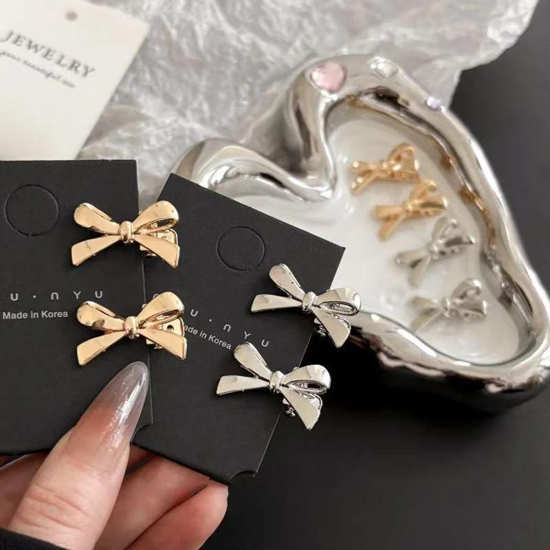Mini épingles à cheveux avec nœud couleur or argent pour femmes, Barrettes à frange pour filles, pin