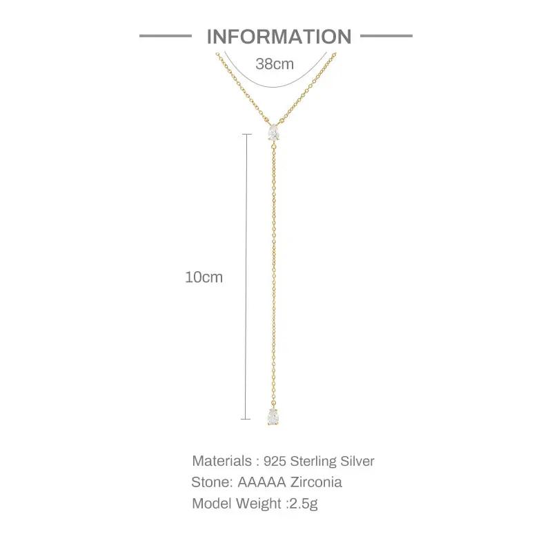 Aide – collier élégant en argent Sterling 925 en forme de Y pour femmes, longue chaîne avec pompon g