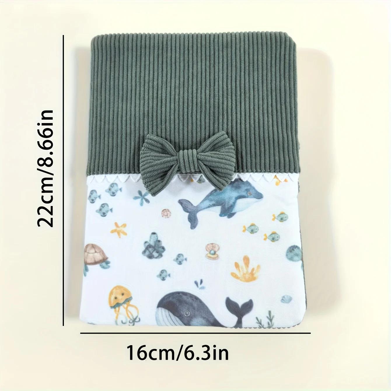 Couverture de manuel parental en velours côtelé brodée avec un nom personnalisé |   Motif mignon |  