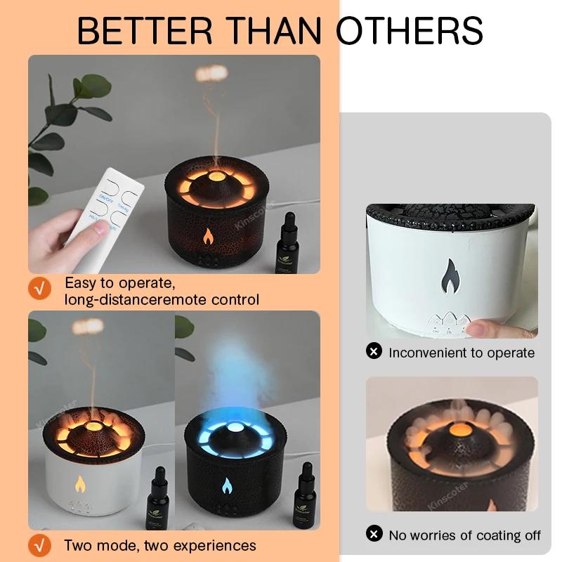 KINSCOTER volcan flamme diffuseur d'arôme méduse anneau de fumée humidificateur d'air 360ml aromathé