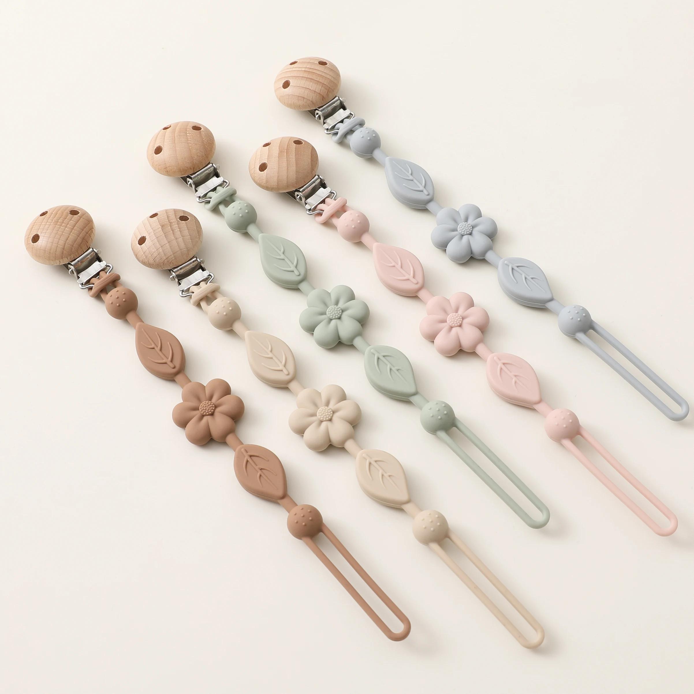Porte-sucette réglable en silicone anti-perte pour bébé, porte-sucette fleur pour nouveau-né, adapté