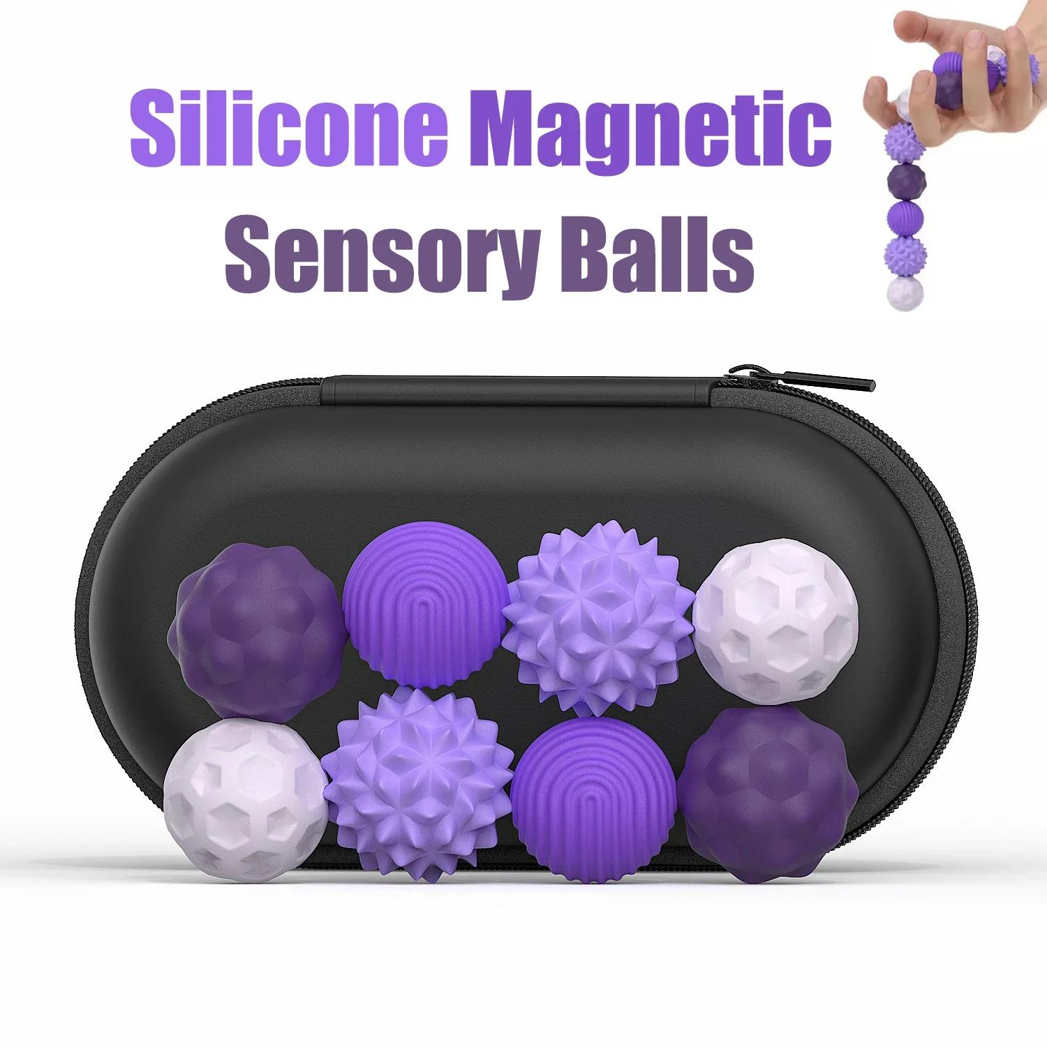 Boules sensorielles magnétiques en Silicone, jouet Fidget, balles d'inquiétude, autisme, apaisant, j
