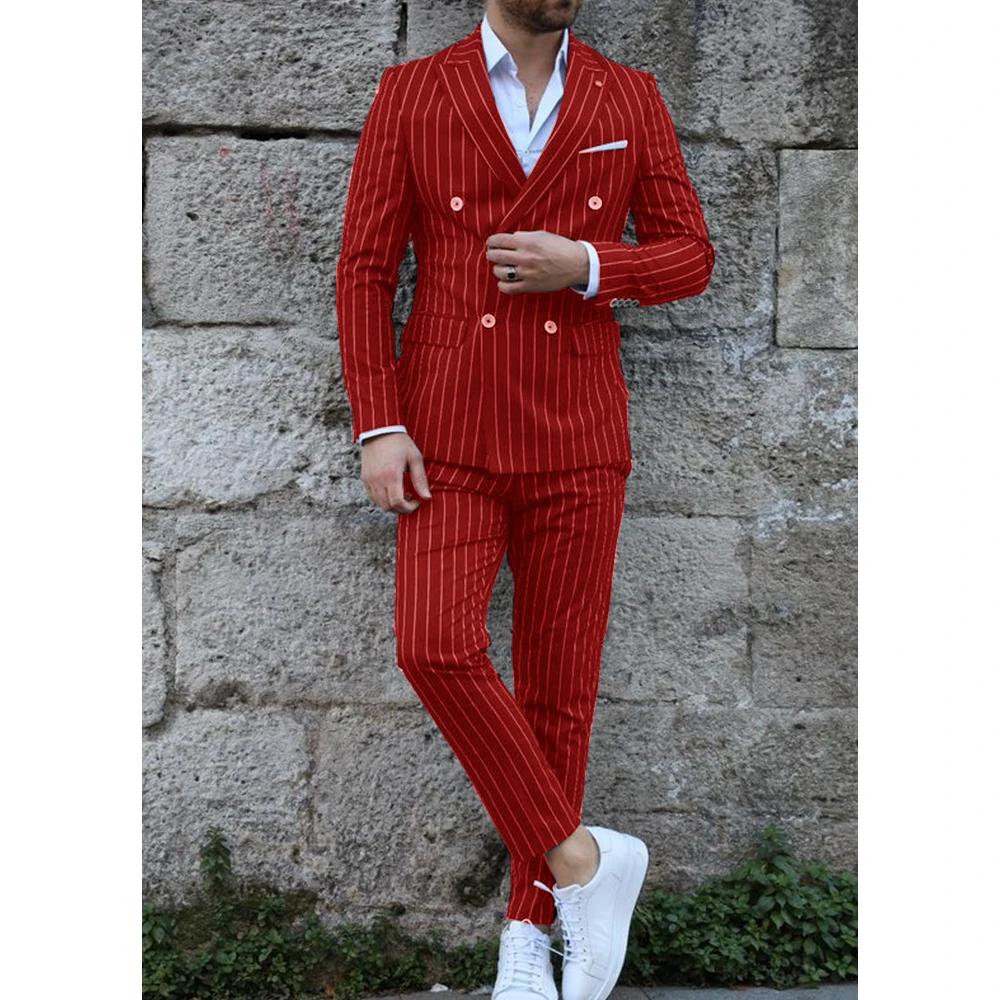 Costumes de classe rayés complets pour hommes, olympiques pour hommes, double boutonnage, haute qual