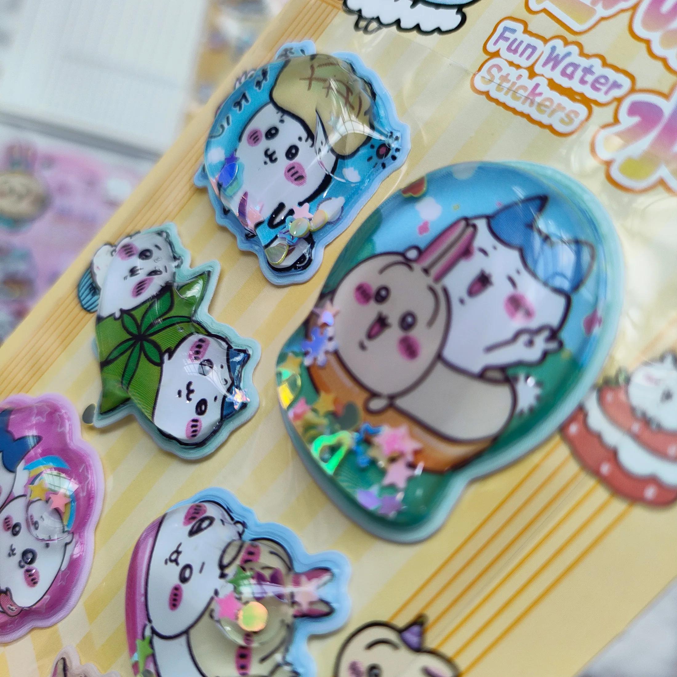 1/12 autocollants 3D Chiikawa Hachiware Usagi mignons à effet d'eau, autocollants décoratifs amusant