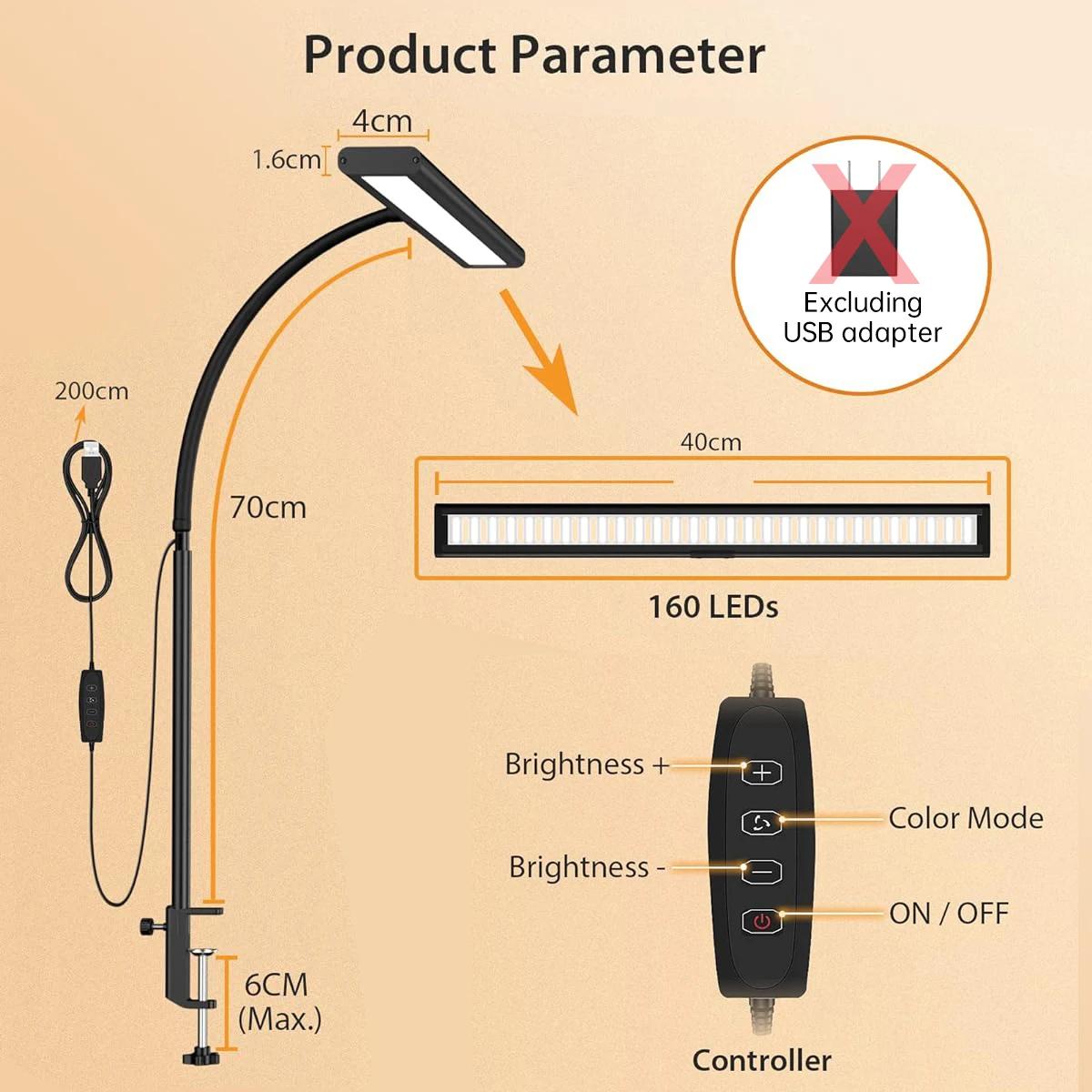 Lampe de bureau LED à col de cygne flexible réglable, lampe de bureau attentive pour les yeux, grada