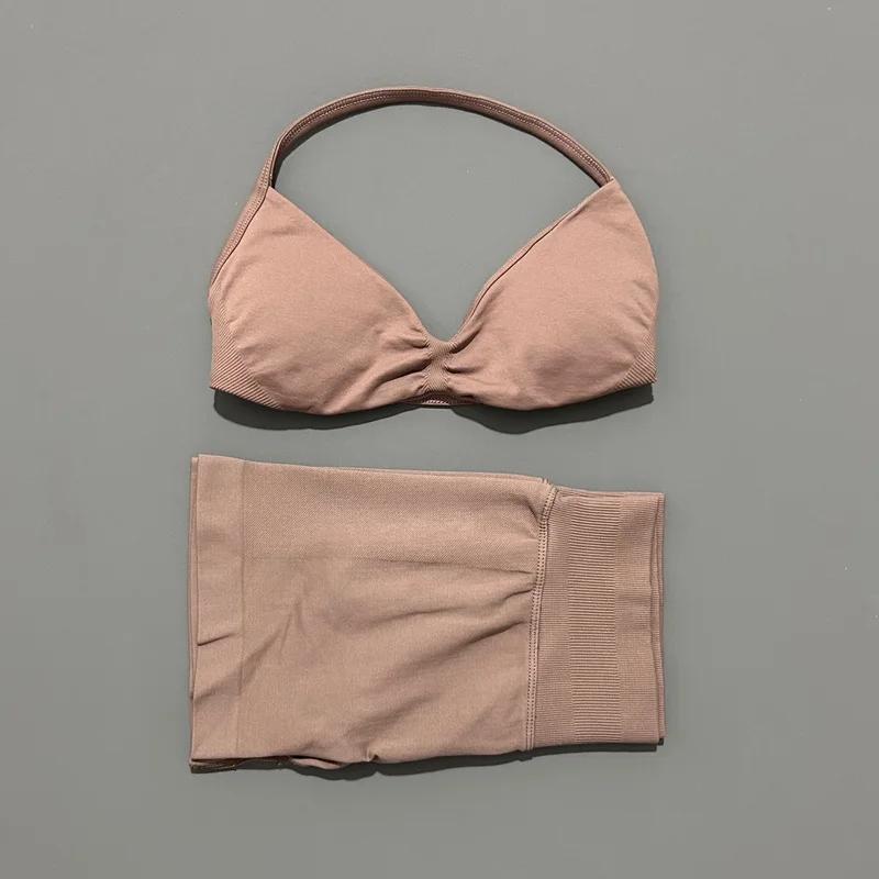 HISTELLO ensemble de gymnastique 2 pièces femmes à bretelles soutien-gorge de Yoga haut d'entraîneme