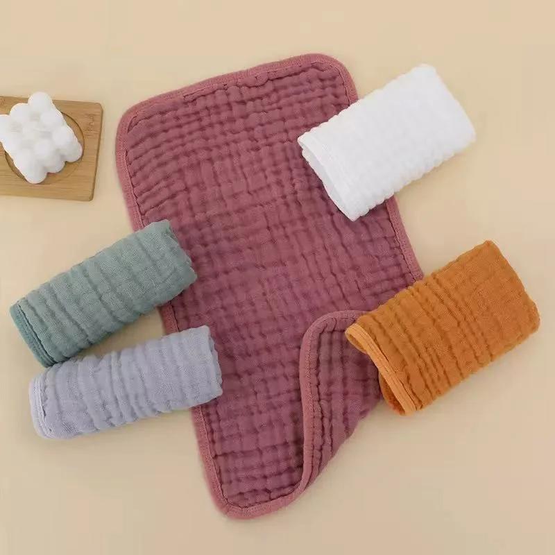 Lot de 5 bavoirs 25x50cm en coton mousseline 6 couches - serviettes de rot et dentition pour bébé