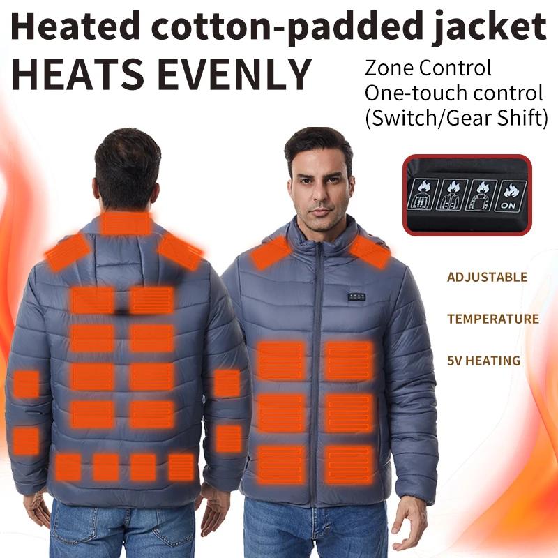 Veste chauffante pour hommes à quatre zones 27 zones Manteau chauffant à capuche chaud pour l'extéri